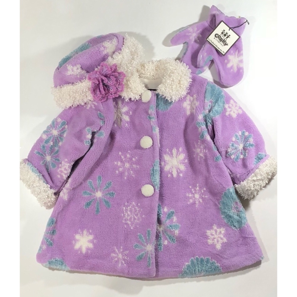 Corky & Company Coat Lavender w/ Snowflakes